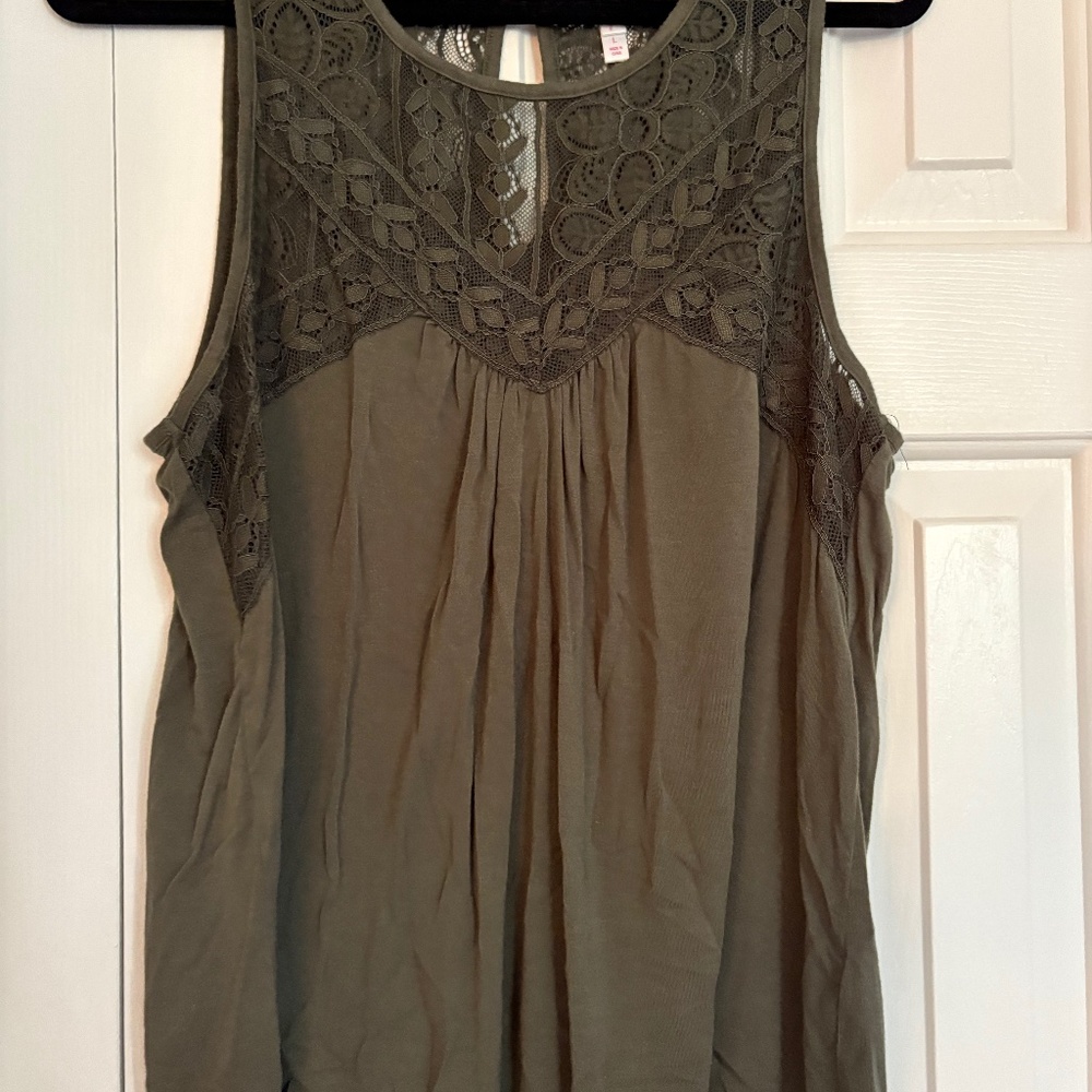 Green Lace Tank Top